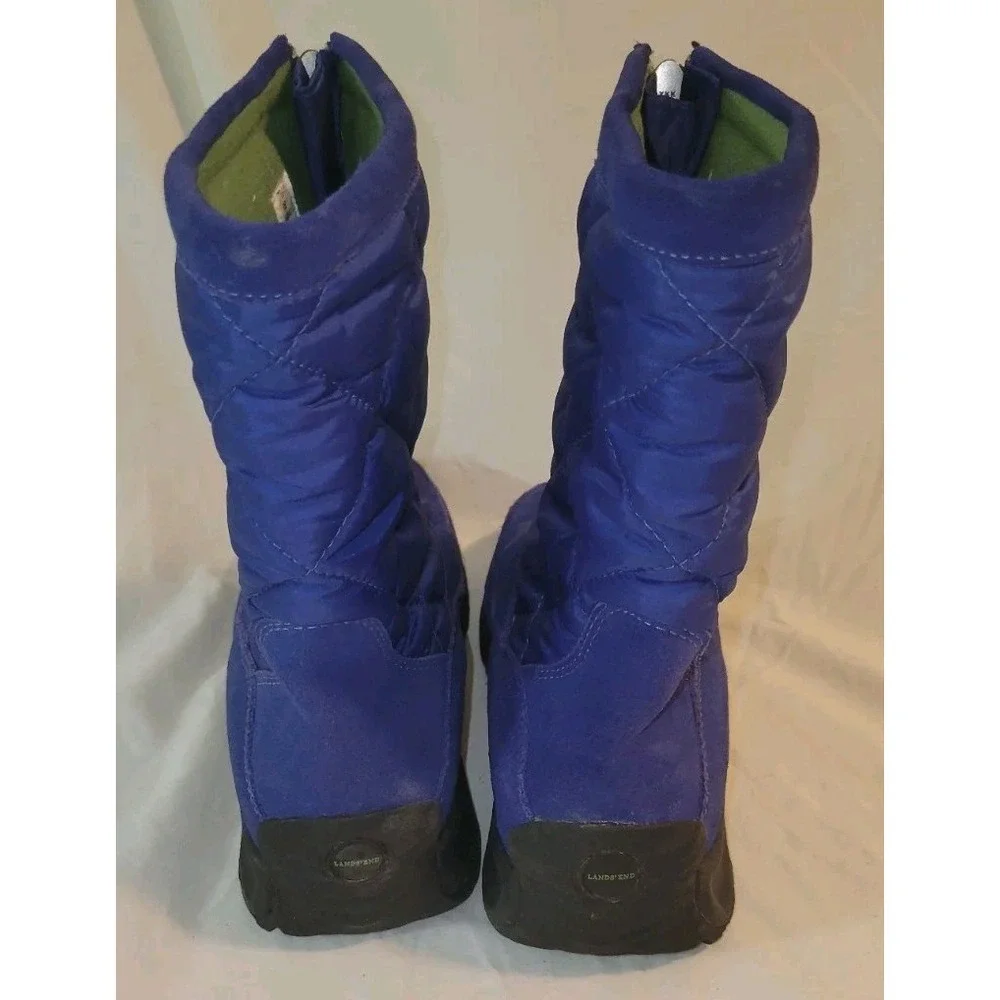 Lands'‎ End Winter Boots Women's size 8 Quilted Blue Suede Snow Zip